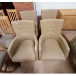 4 x button back leather dining / armchairs