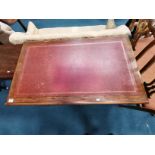 Pedestal desk with red leather top