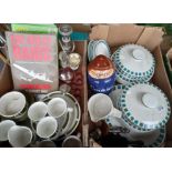 2 x boxes misc. items incl retro tea sets, books etc