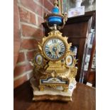 Antique gilt and porcelain French mantle clock