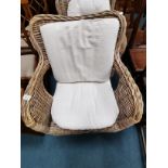 x 4 Wicker Garden Chairs with Cream cushions