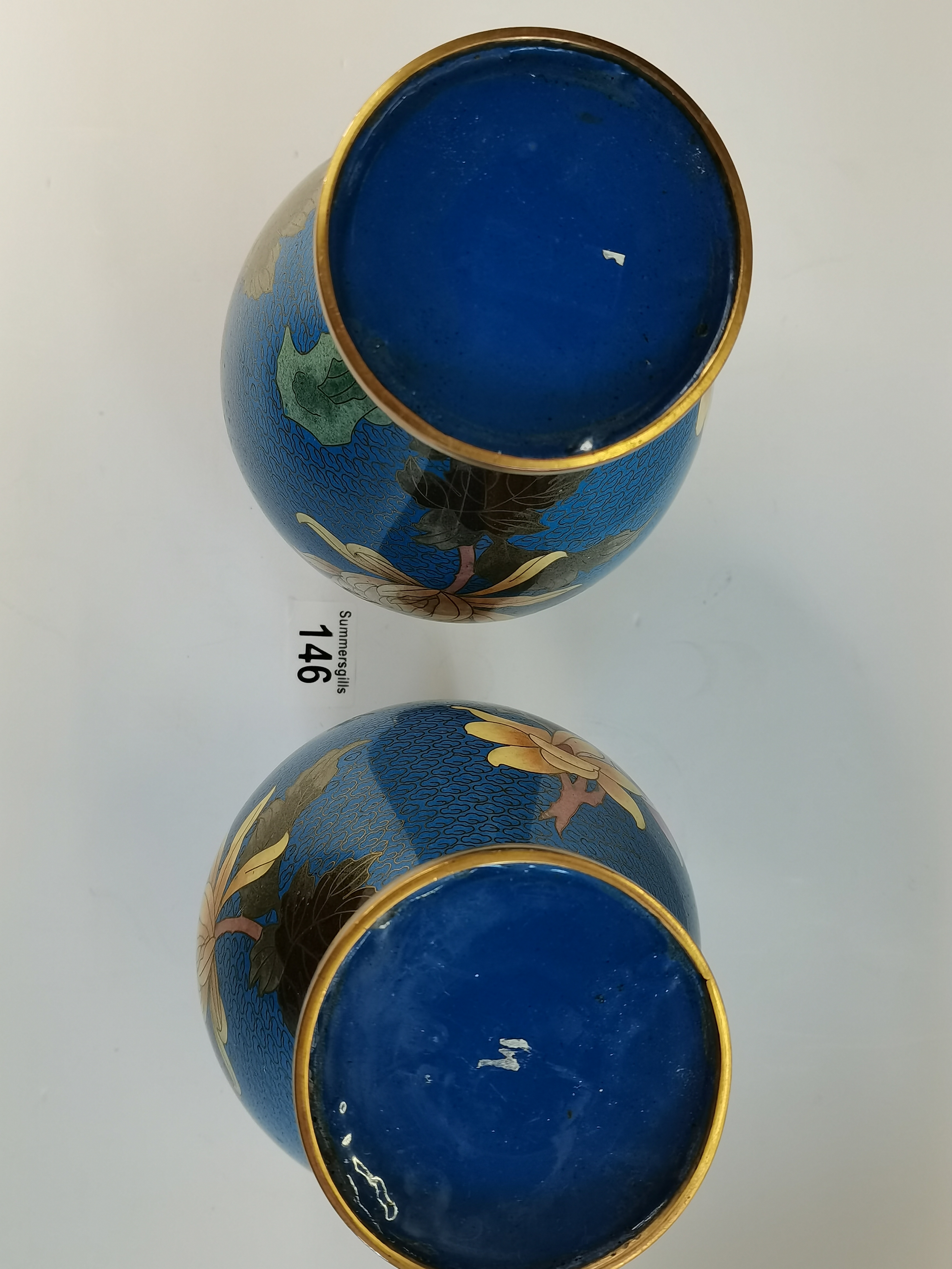 A Pair of Cloisonné vases H27cm - Image 3 of 3