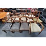 Selection of antique dining chairs x 13