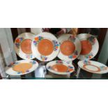 Clarice Cliff Crocus x6 plates and x1 saucer. 2 a/f