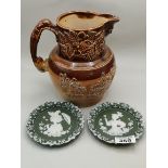 X2 Small Wedgewood Plates and a Doulton Jug