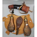 x3 Copper Shot Flasks and Ethiopian Powder Horn