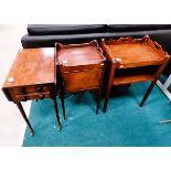 x 2 Antique tray top side tables plus antique Pembroke table