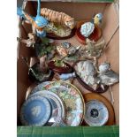 1 Box China bird figures and painted plates