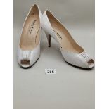 Vintage Russell & Bromley Ruched Trim Court shoes in white