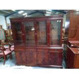 Repro Mahogany display cabinet plus single wardrobe and dressing table