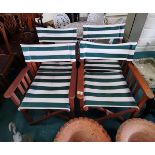 4 x directors chairs in green and white