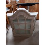 Painted pine glazed wall display cabinet