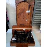 Singer Sewing Machine in Wooden Case with Box of Accessories plus Bagatelle