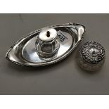 Silver inkwell and tray - hallmarked weight of tray 108 grams