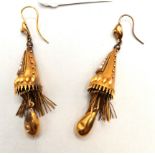 A Pair of continental gold and pearl earrings