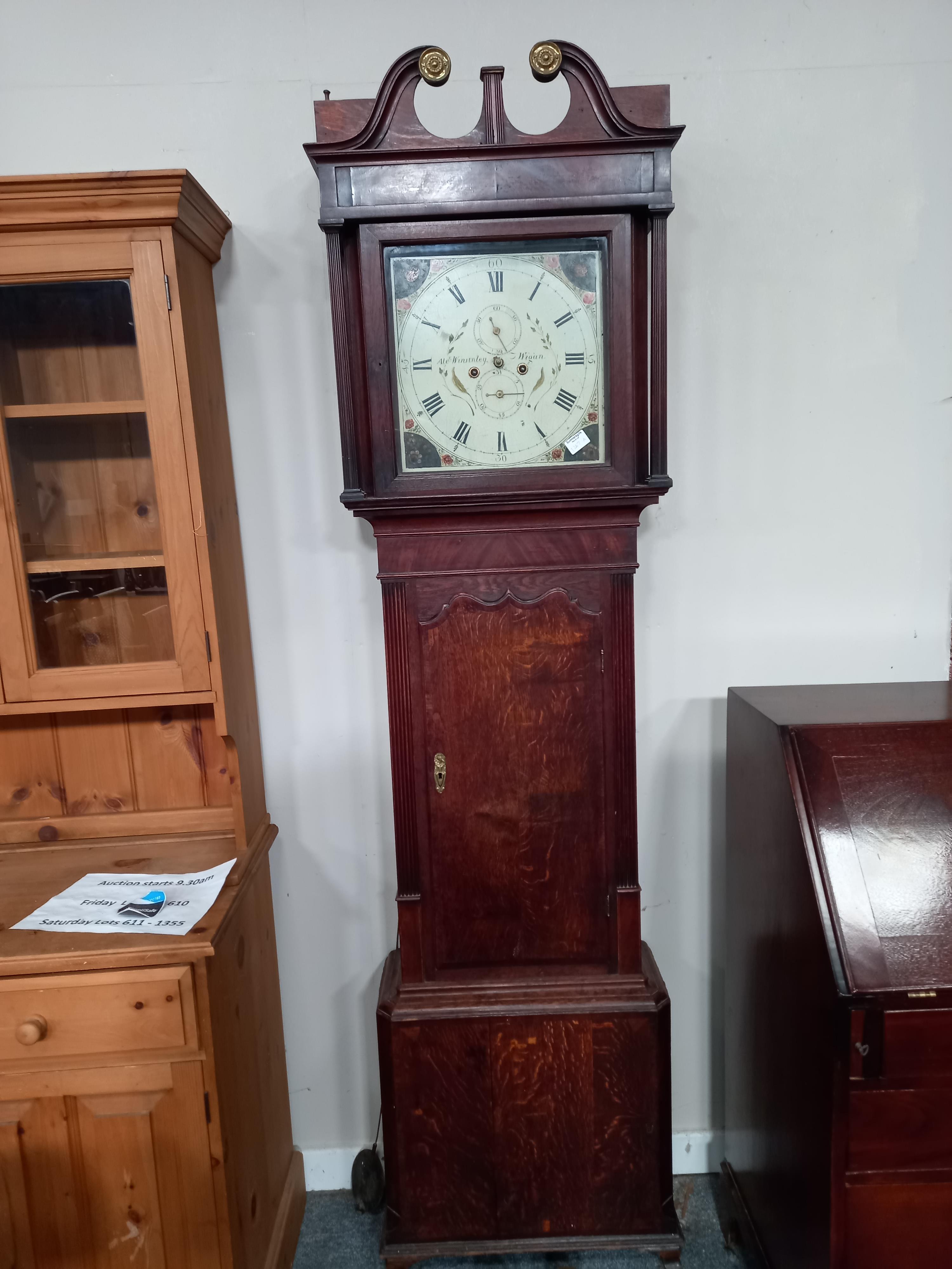 An 8 day long case clock by Alex Winstanley of Wigan