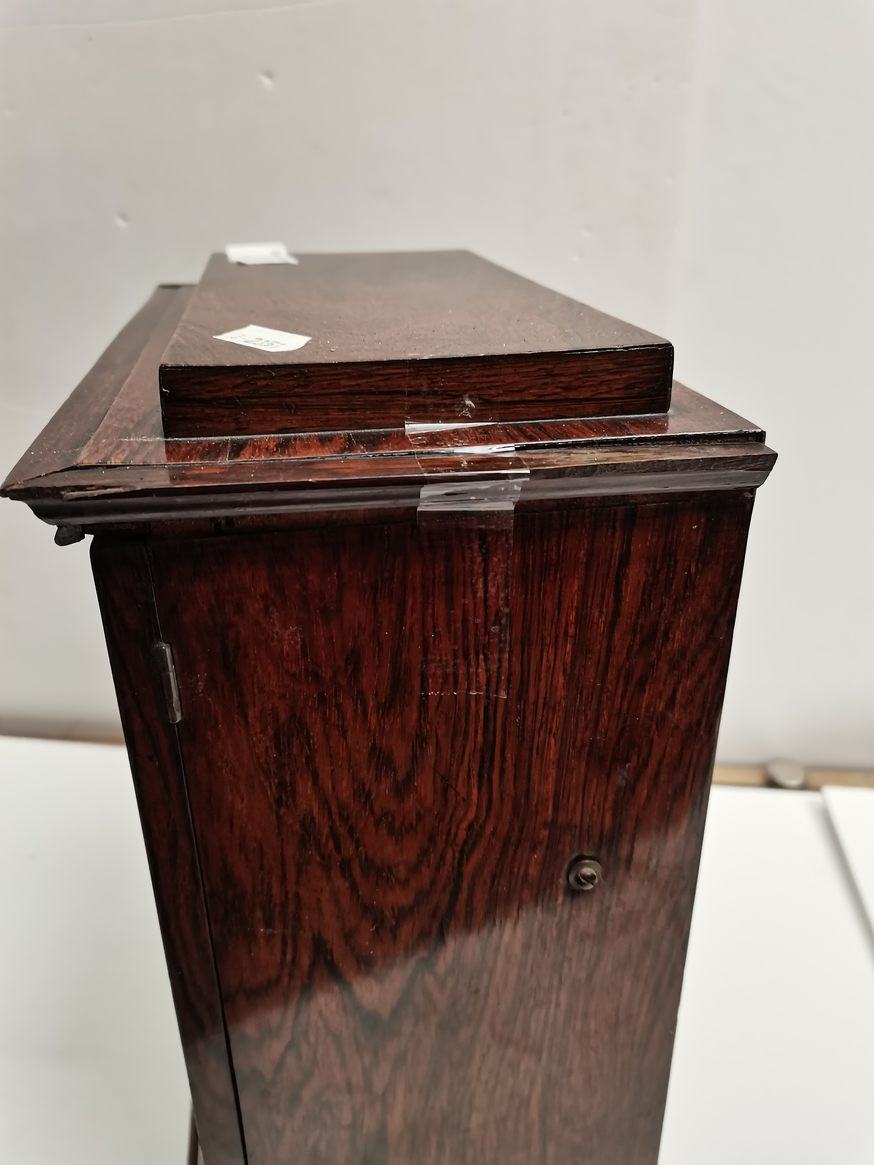 Antique Rose wood Mantle clock with Key silvered dial and by Plowman of Chichester maker - H43cm X W - Image 4 of 7