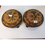 x2 Antique Embroidered footstools