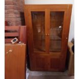 Oak display cabinet with glass shelves