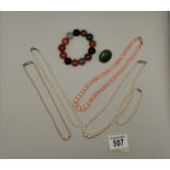 x3 Pearl Necklaces plus beaded bracelet