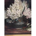 Antique oil painting of flowers by Catherine Dean valued on Antique Roadshow
