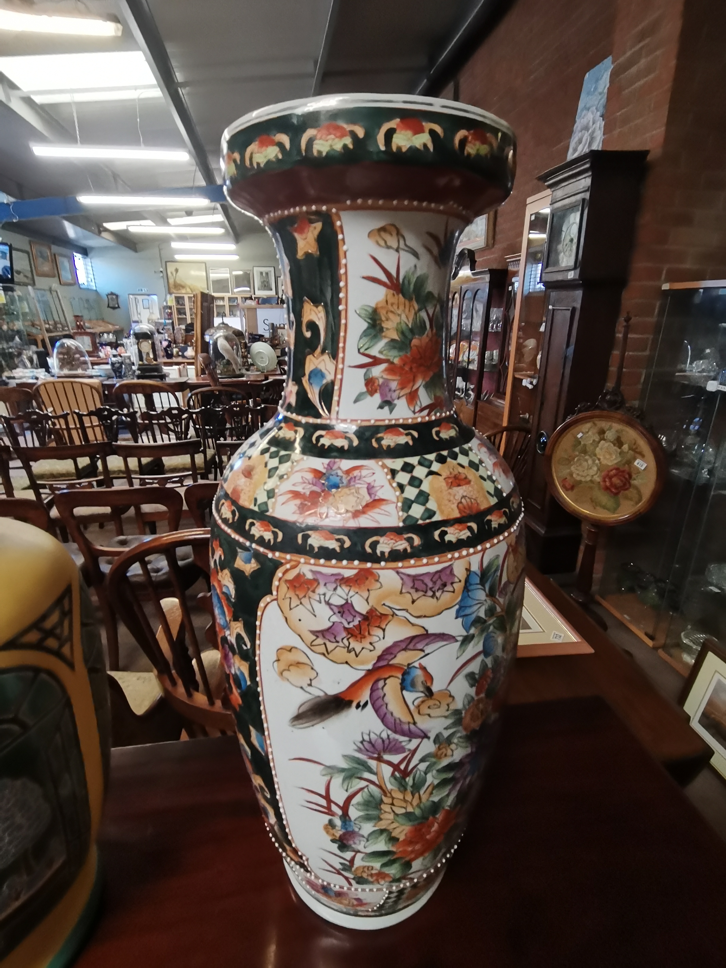 A 20th century vase with Chinese floral and bird d