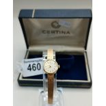 CERTINA ladies 9ct gold wrist watch17g total with