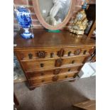 Antique oak Jacobean style 4 height chest