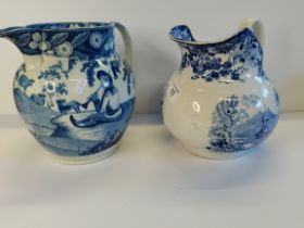 x2 Blue and white Jugs
