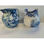 x2 Blue and white Jugs