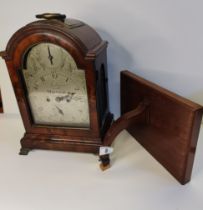 Antique Mahogany mantle clock - silvered dial with Dover maker- H39cm