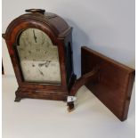 Antique Mahogany mantle clock - silvered dial with Dover maker- H39cm