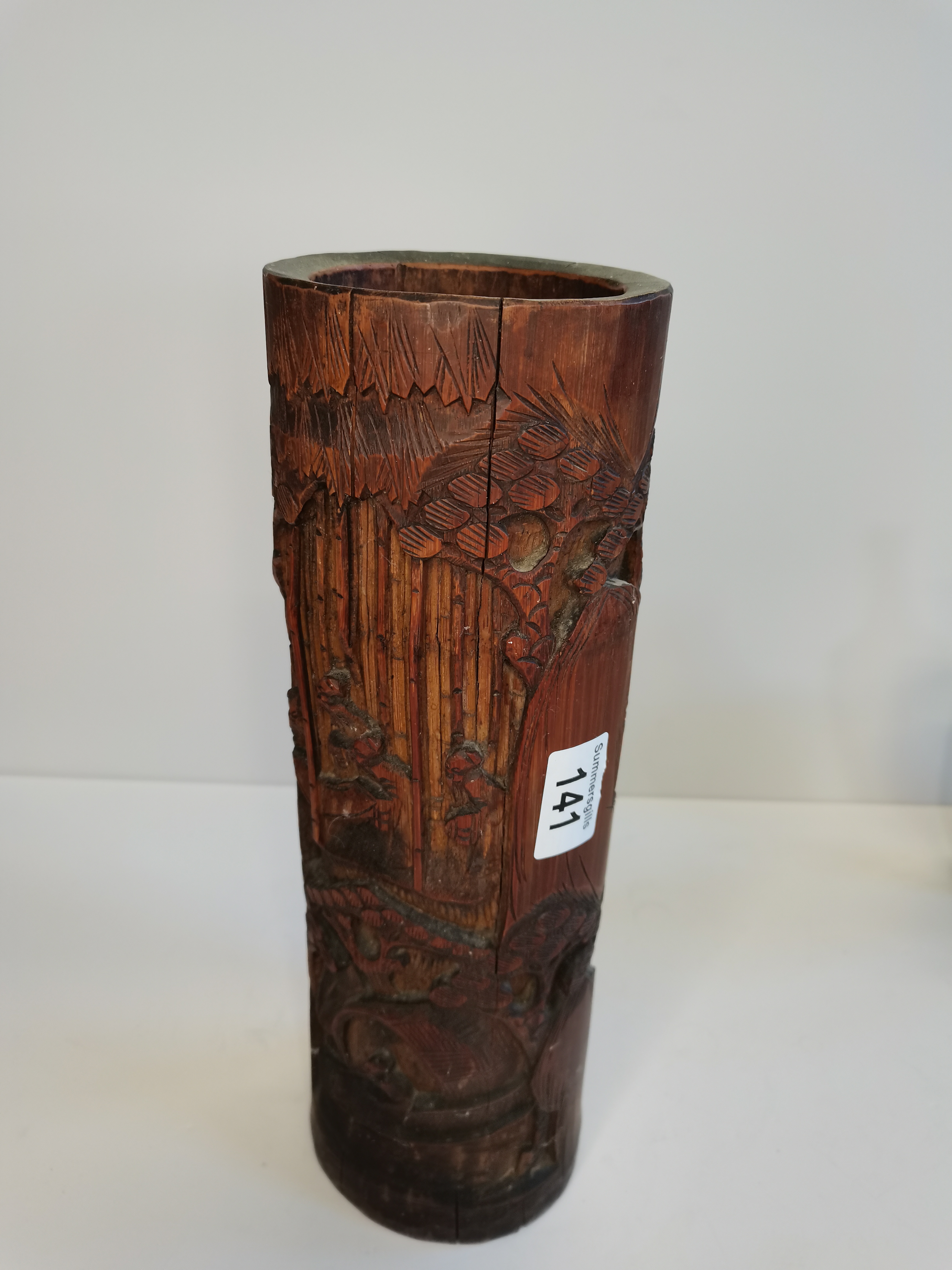 Carved wood Chinese Vase