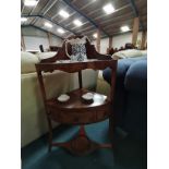 Antique corner washstand with jug and bowl set