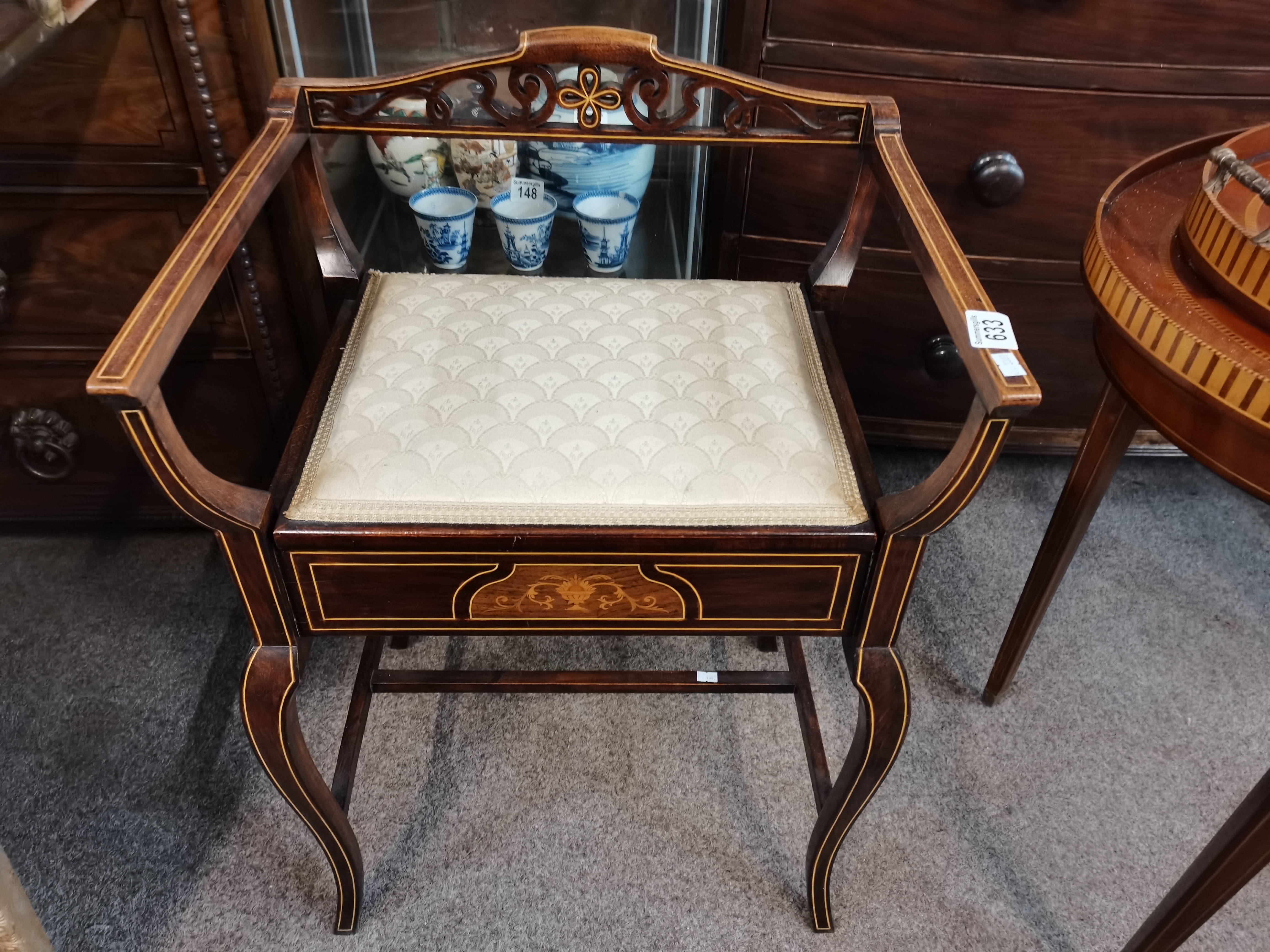 Edwardian Mahogany Piano Stool