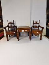 Miniature set of 2 chairs and a table