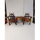 Miniature set of 2 chairs and a table