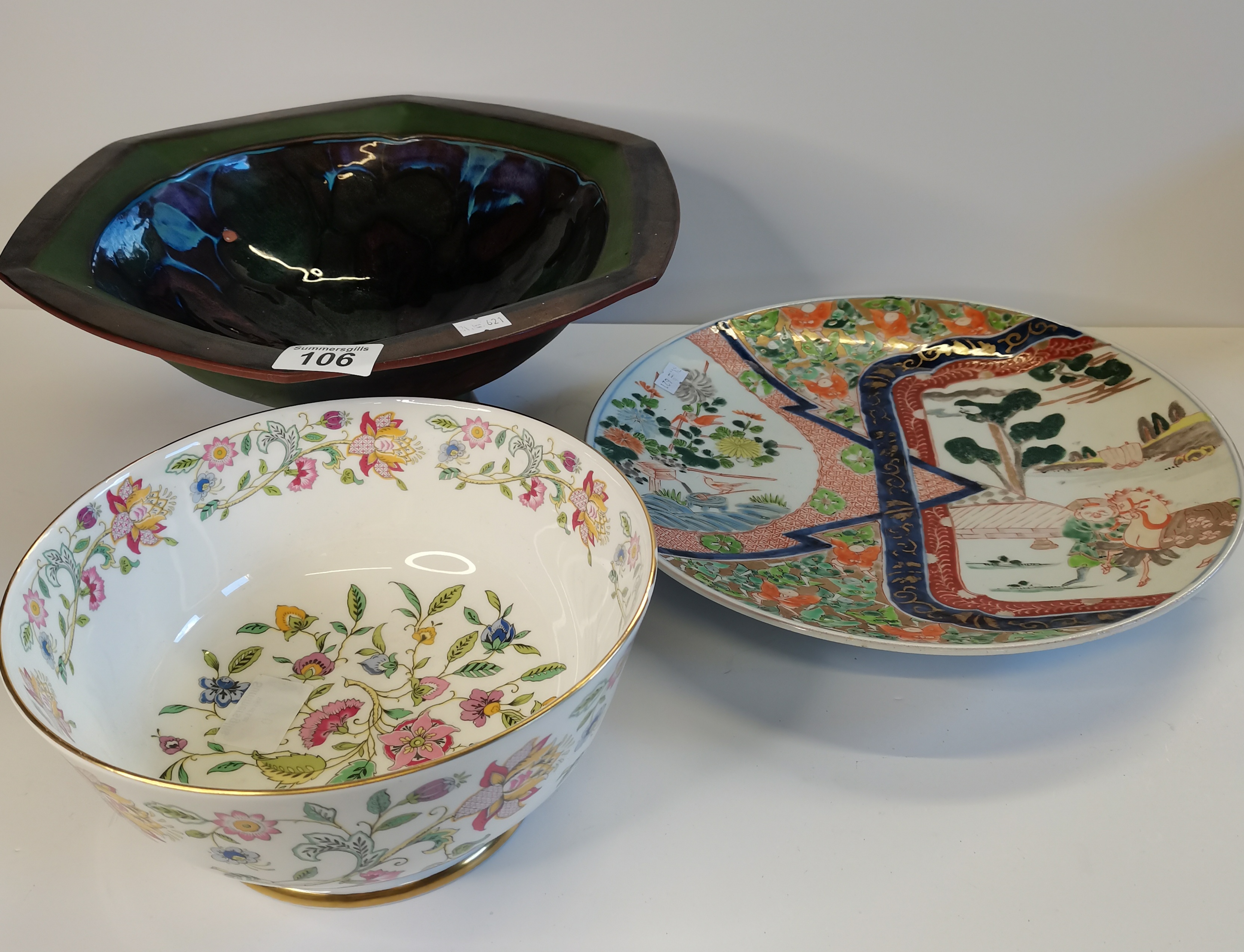 Jackie Walter Bowl, Imari Charger and A Minton Haddon Hall Bowl