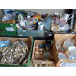 6 x boxes misc. items incl cutlery, set of champagne flutes, crockery etc