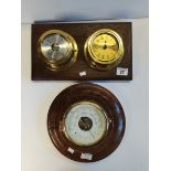 Ships Barometer and Clock plus German Precision Barometer