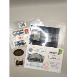 Railway memorabilia including tokens, envelopes and stamps