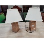 Pair of table lamps with marble effect base
