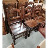 Set of 6 oak ladder back style dining chairs