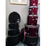 Performance Percussion 6 piece drum kit with stool plus cases