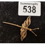 9ct Gold Antique Dragonfly Brooch