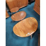 1960s Ercol Elm pebble set of 3 nesting tables