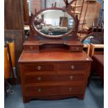 Edwardian dressing table with swing mirror plus Oval tilt top table and drop leaf table
