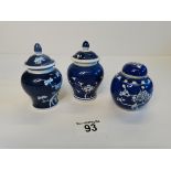 X3 Blue and White small ginger jars