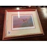 3 x prints by Robert E Fuller of deer and swans