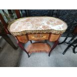 Kidney shaped side table with marble effect top